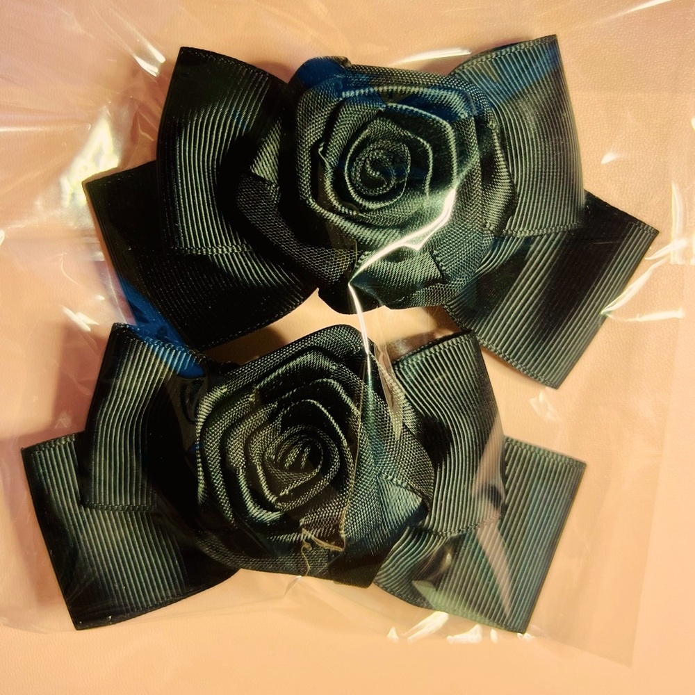 COPY - NEW Gothic Lolita Rose Ribbon Bow Hair Clip Set of 2
